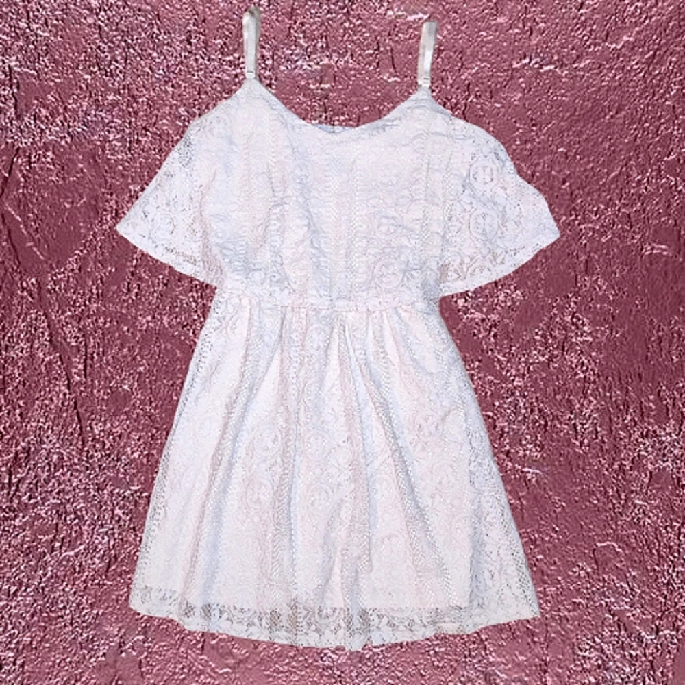 White Sheer Lace pattern Blouse / Dress